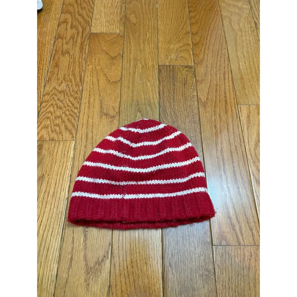 Abercrombie Kids‎ Red White Striped Wool Blend Beanie Hat One Size